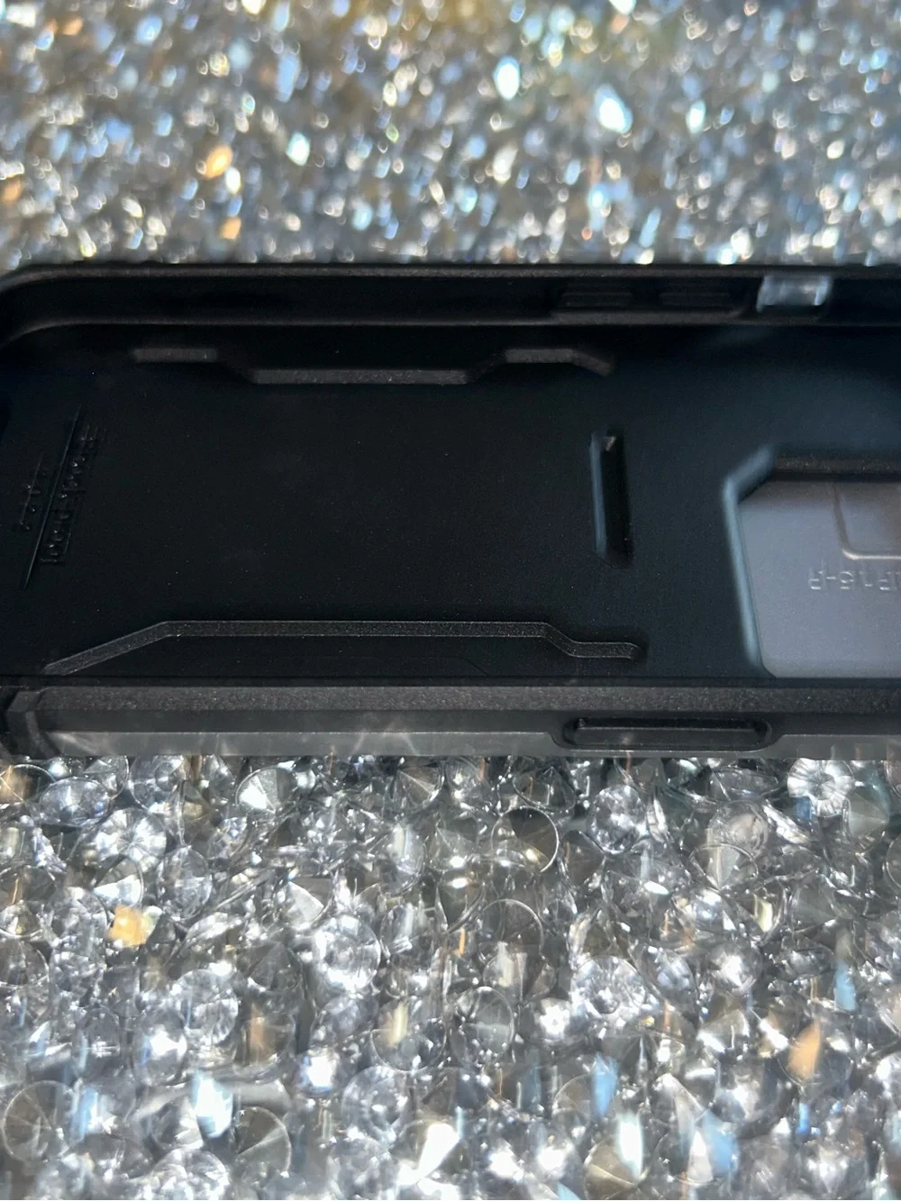 iPhone 15 pro Wallet Rugged Silver Tech Device Case with Black Accents